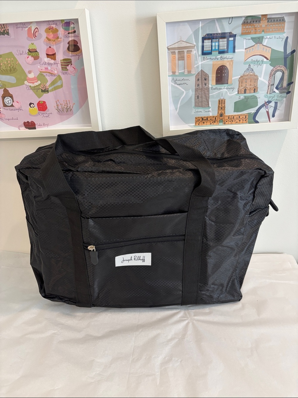 Joseph Ribkoff foldable packable nylon duffel bag top handle weekender full zip